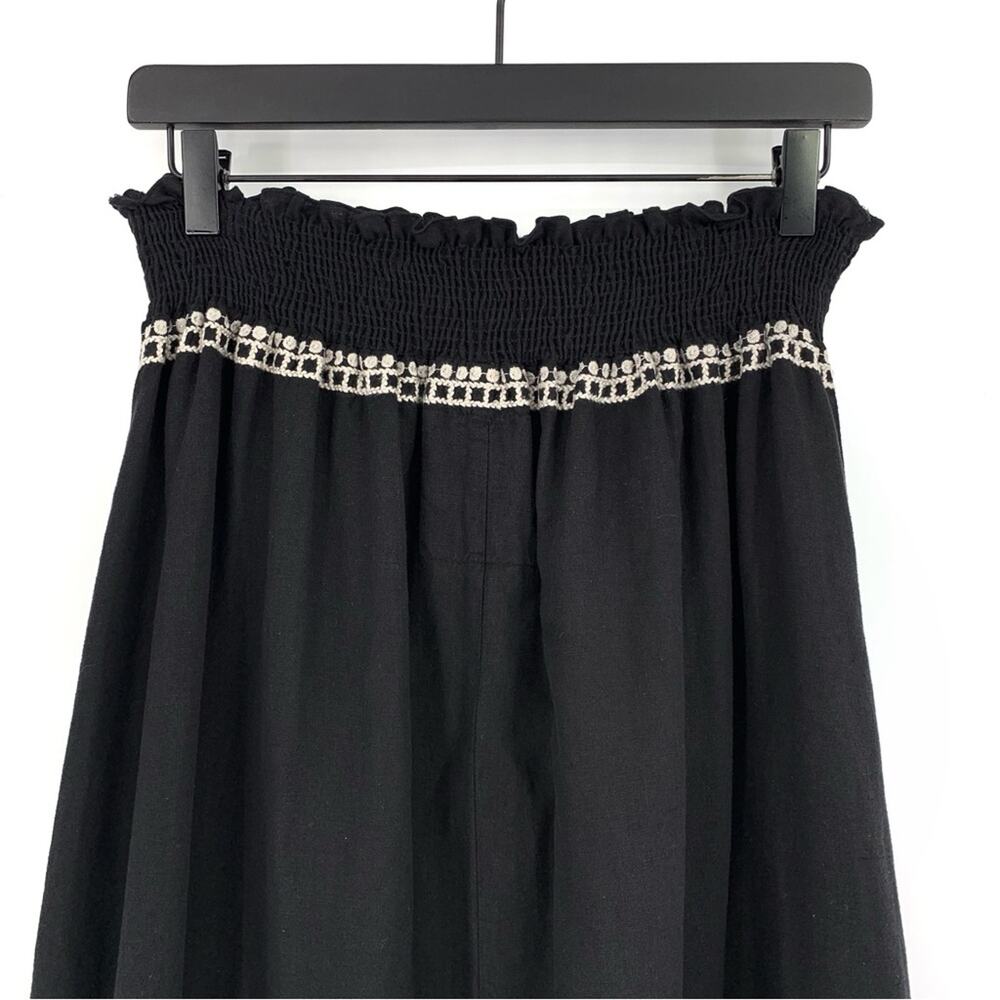 NWT JOHNNY WAS Embroidered Linen Midi Skirt Black Cream XL - Picture 10 of 10